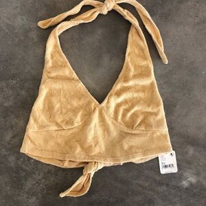 Free People Beach halter top French Terry in color bronze NWT. XS